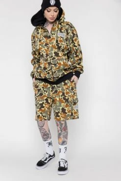 BROKEN PROMISES Reaper Camo Fleece Shorts Bottoms