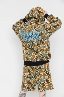 BROKEN PROMISES Reaper Camo Zip Hoodie Green Hoodies