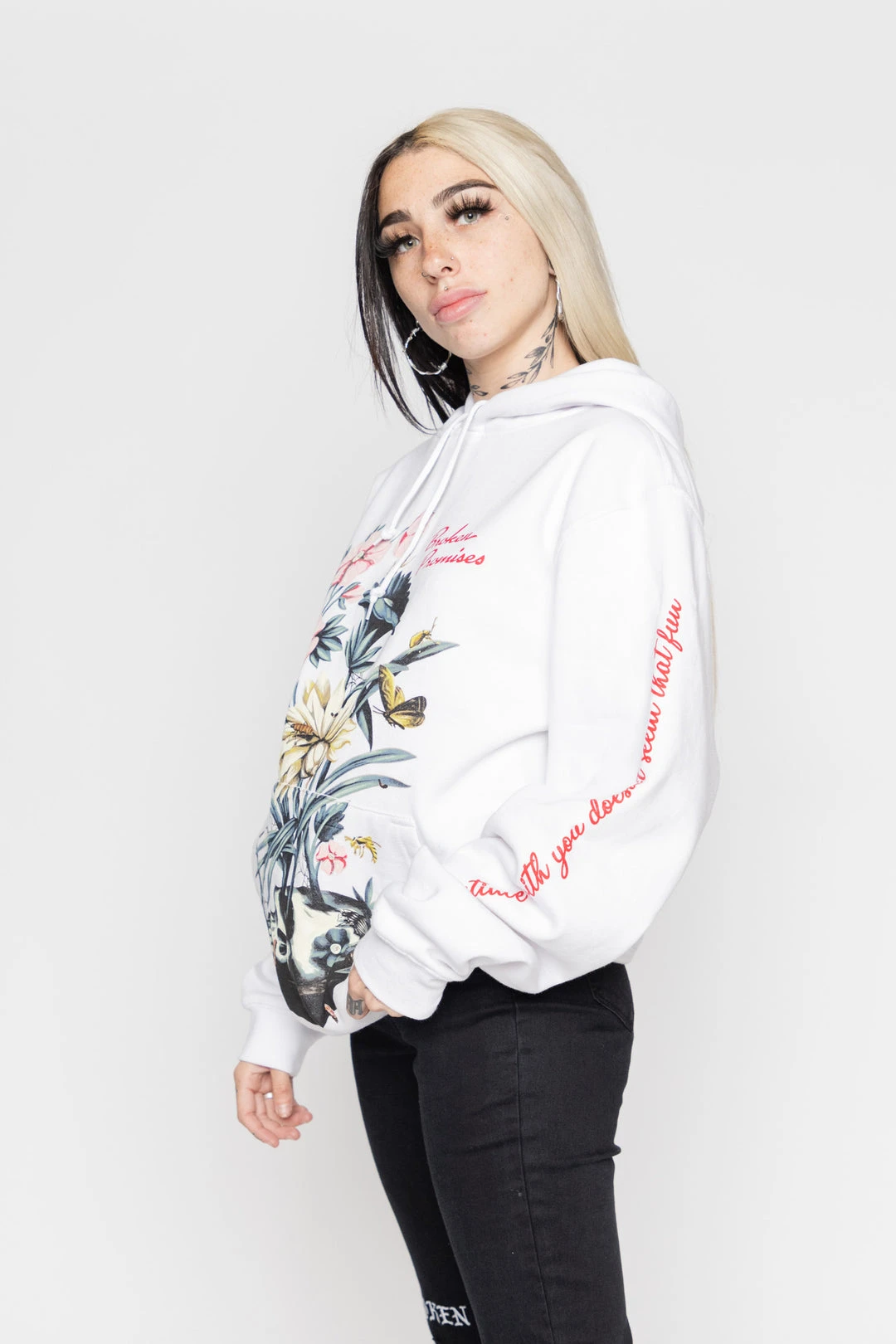 BROKEN PROMISES Hoodies Lovely Decay Hoodie White