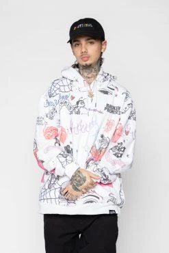 BROKEN PROMISES Let's Roll AOP Hoodie White