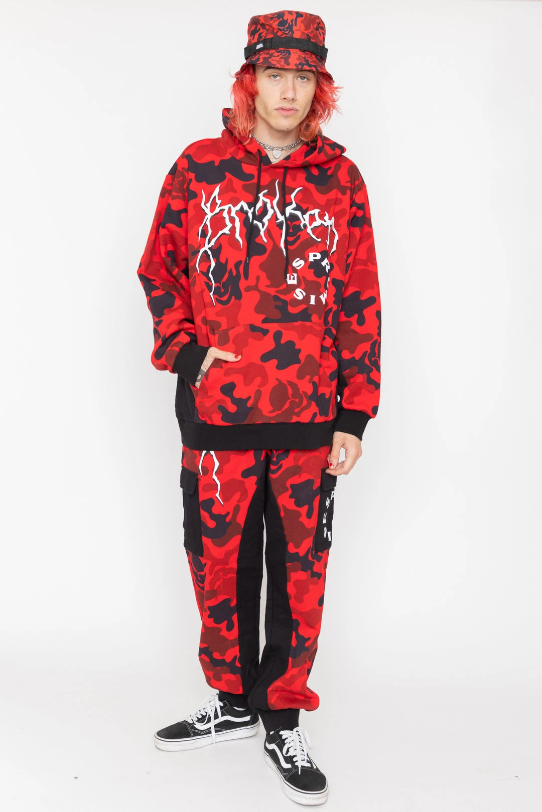 BROKEN PROMISES Demon Camo Hoodie - Red Hoodies