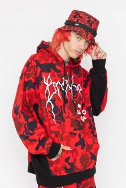BROKEN PROMISES Demon Camo Hoodie - Red Hoodies