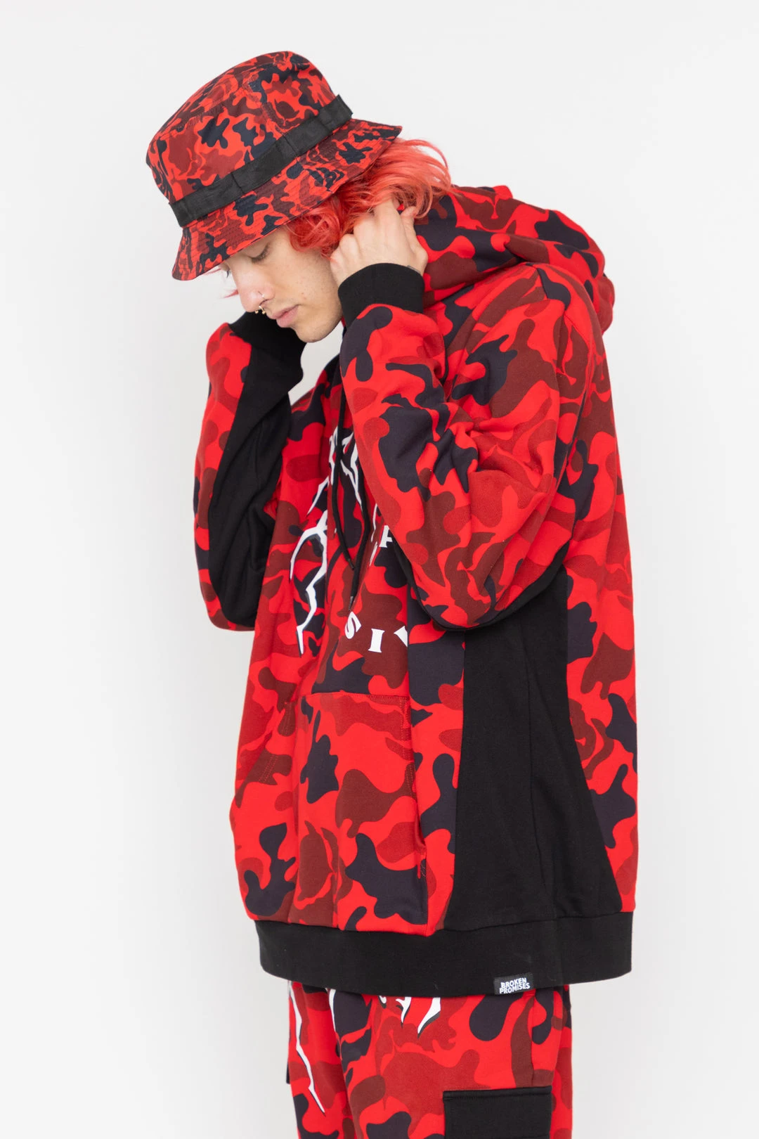 BROKEN PROMISES Demon Camo Hoodie - Red Hoodies