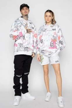 BROKEN PROMISES Let's Roll AOP Hoodie White