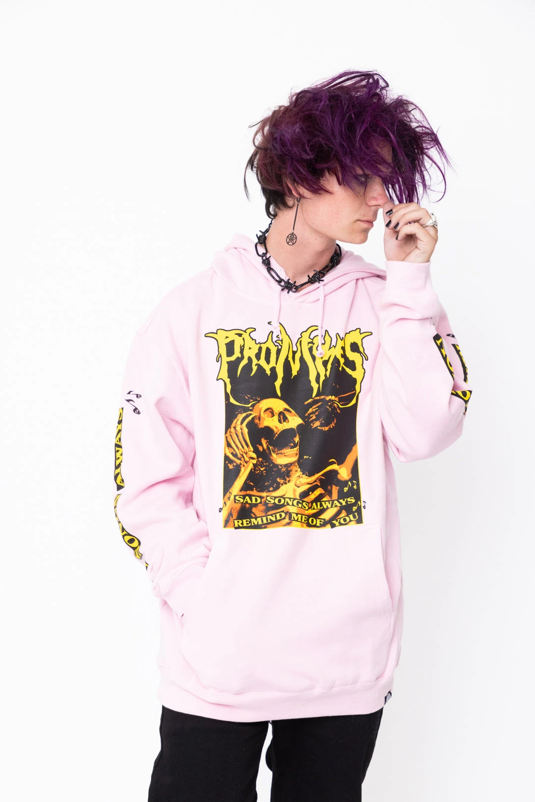 BROKEN PROMISES Hoodies Sad Songs Hoodie Pink