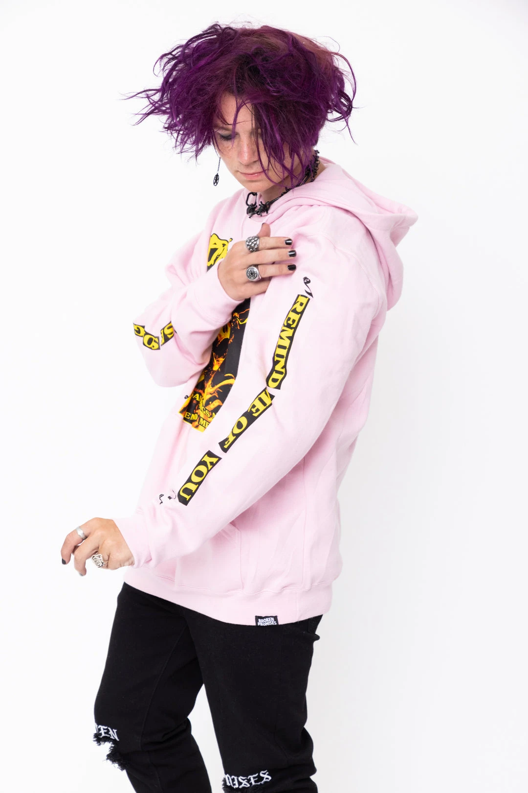 BROKEN PROMISES Hoodies Sad Songs Hoodie Pink