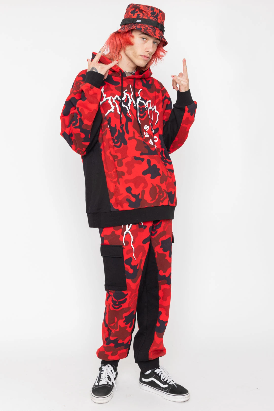BROKEN PROMISES Demon Camo Hoodie - Red Hoodies