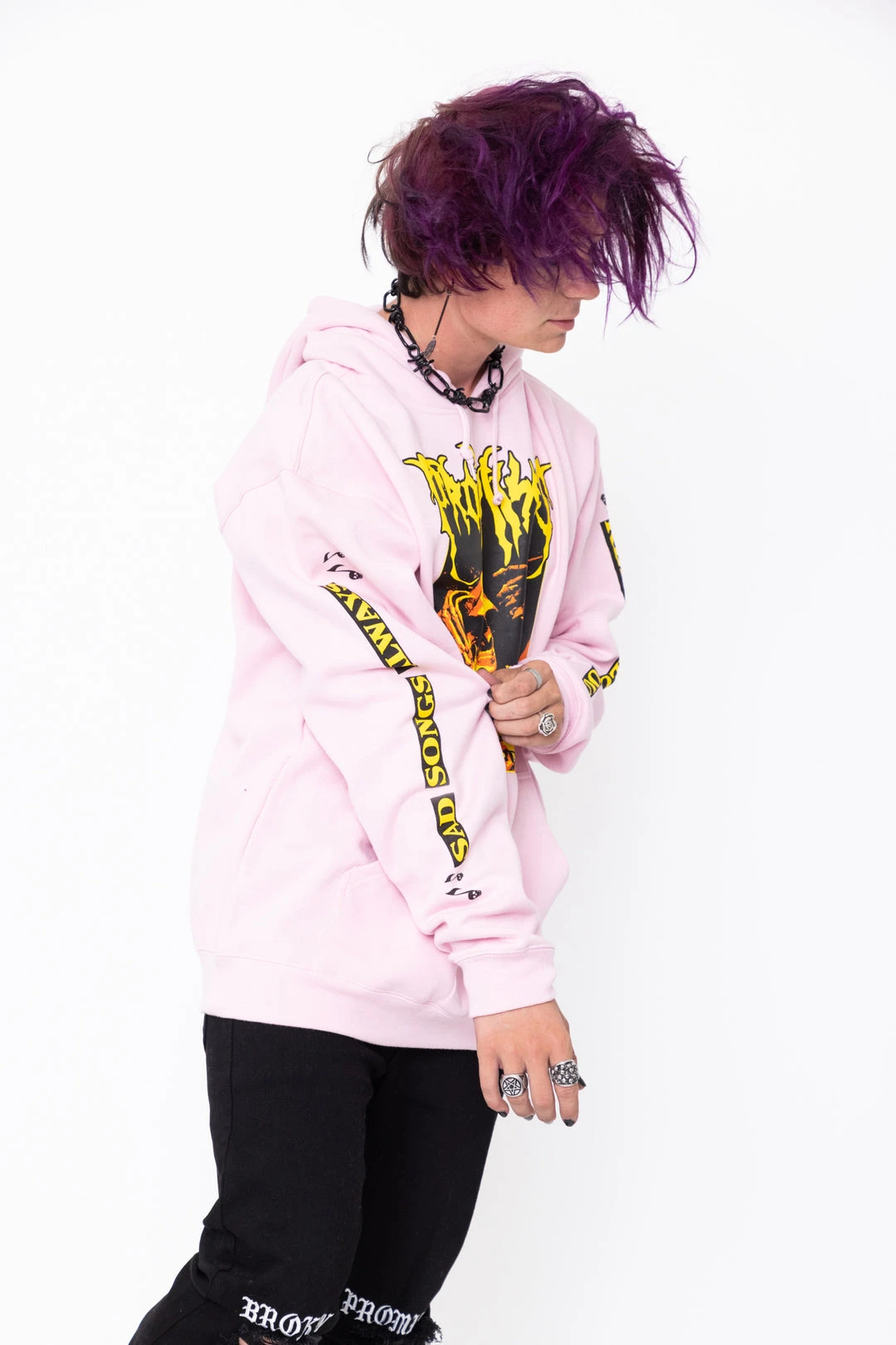 BROKEN PROMISES Hoodies Sad Songs Hoodie Pink