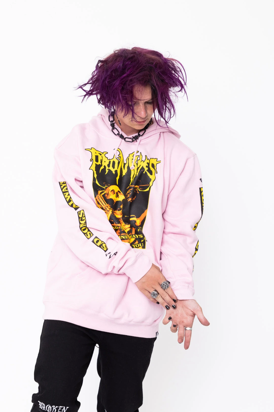 BROKEN PROMISES Hoodies Sad Songs Hoodie Pink