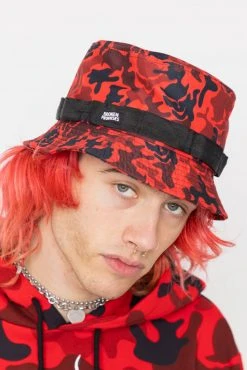 BROKEN PROMISES Sale Demon Camo Red Bucket Hat