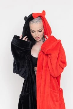 BROKEN PROMISES Red/Black Split Devil Horn Robe