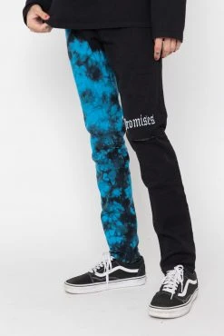 BROKEN PROMISES Slogan Split Dye Denim Blk/Blue