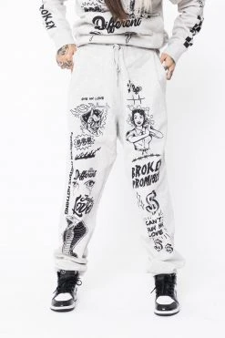 BROKEN PROMISES Bye My Love Sweatpants Grey