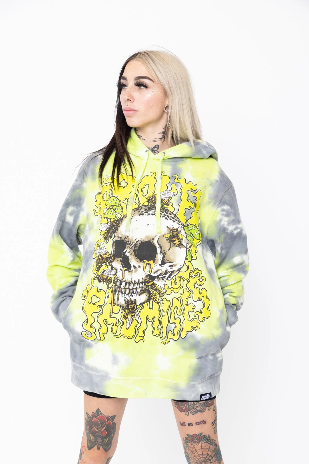 BROKEN PROMISES Beehive Hoodie Dye Green Hoodies