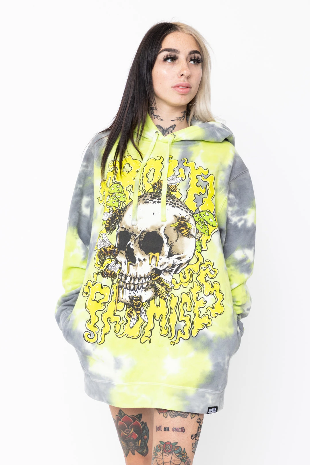 BROKEN PROMISES Beehive Hoodie Dye Green Hoodies