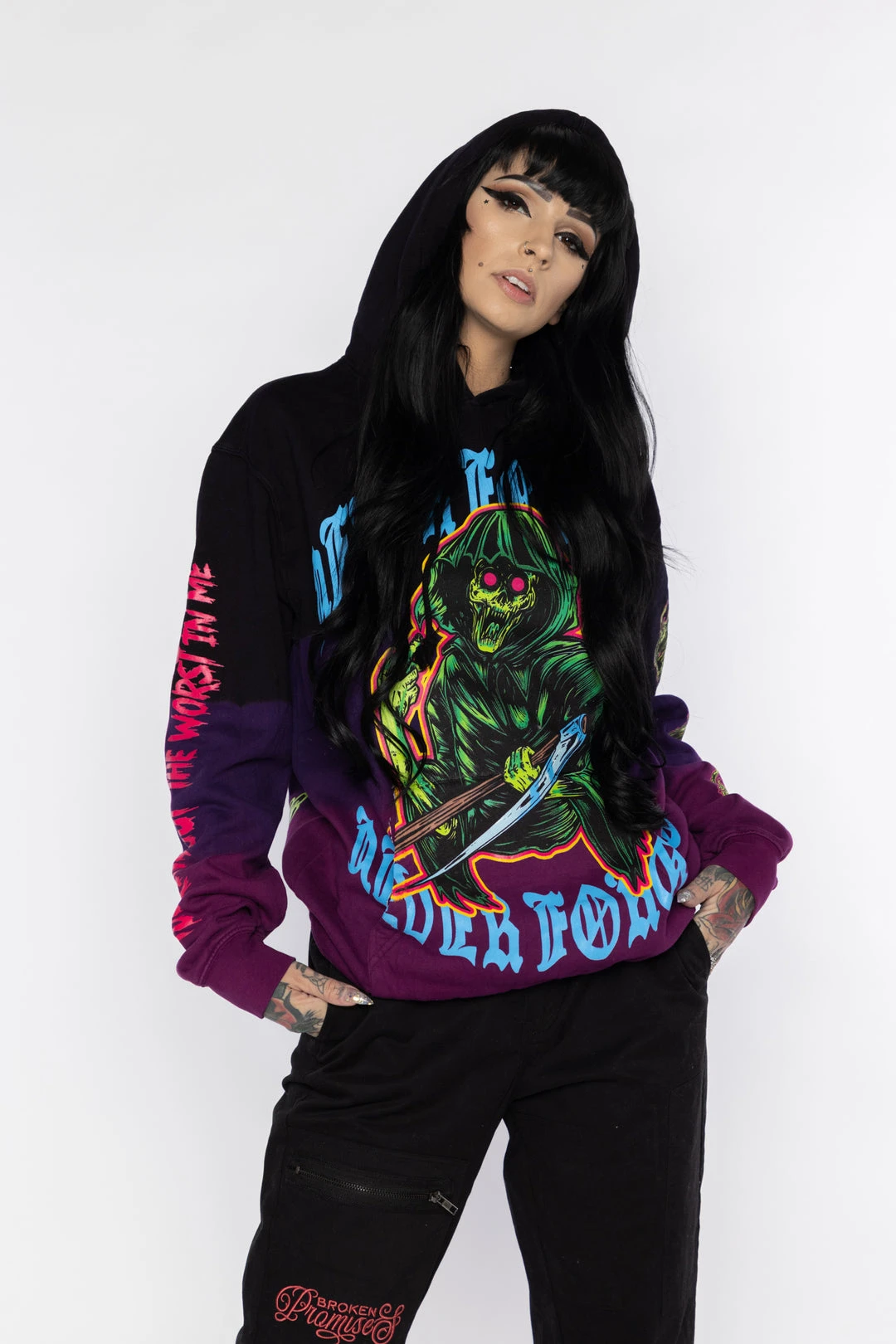 BROKEN PROMISES Hoodies Grave Goblin Dip Dye Hoodie