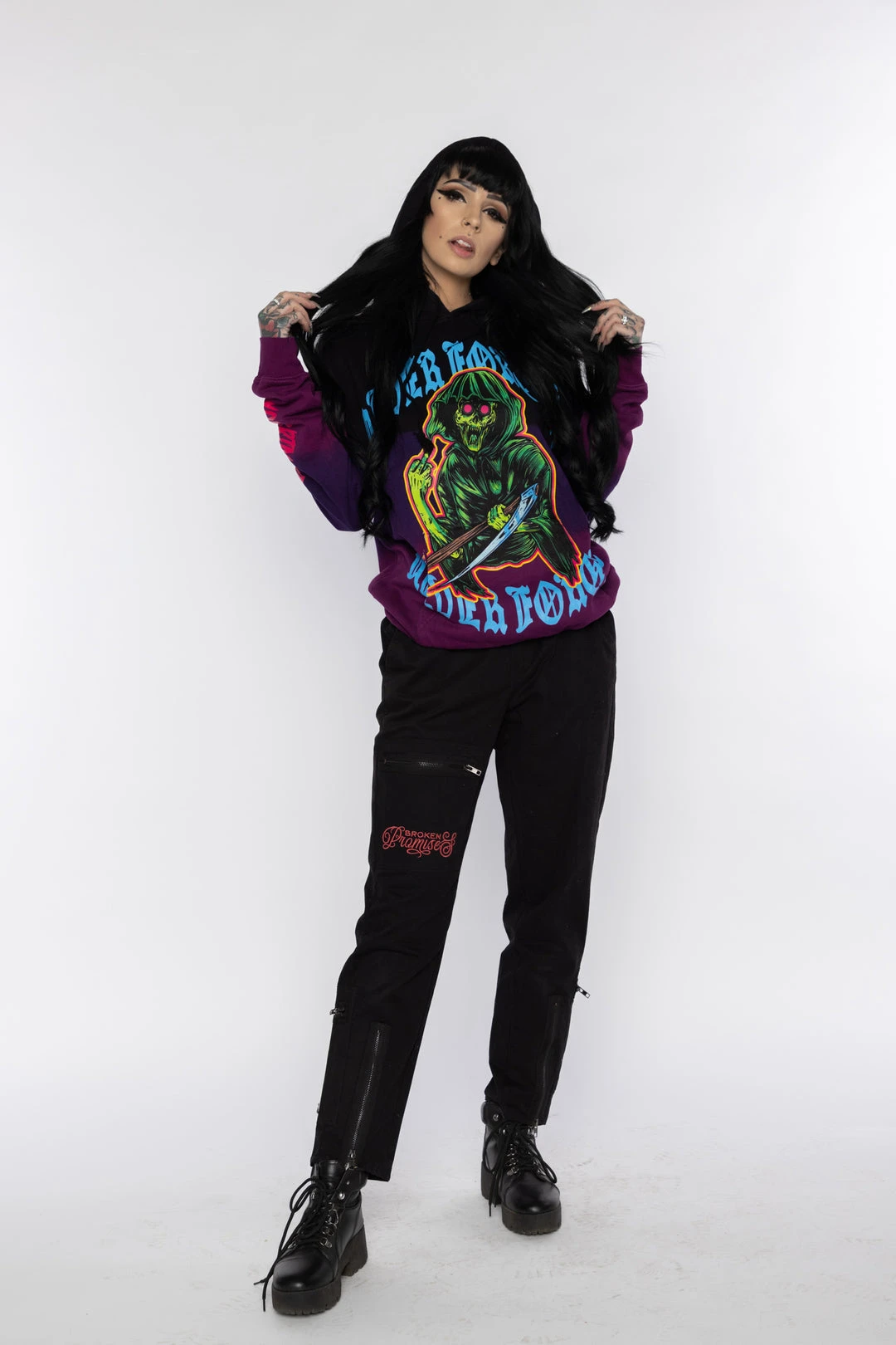 BROKEN PROMISES Hoodies Grave Goblin Dip Dye Hoodie