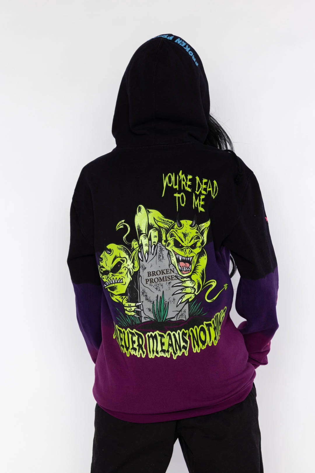 BROKEN PROMISES Hoodies Grave Goblin Dip Dye Hoodie