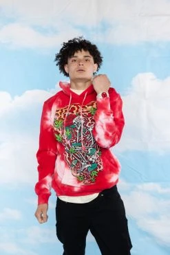 BROKEN PROMISES Up In Smoke Crystal Wash Strawberry Hoodie - BPxYH