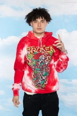 BROKEN PROMISES Up In Smoke Crystal Wash Strawberry Hoodie - BPxYH