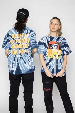 BROKEN PROMISES On Call Spiral Dye Tee Blue Shirts