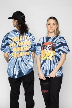 BROKEN PROMISES On Call Spiral Dye Tee Blue Shirts