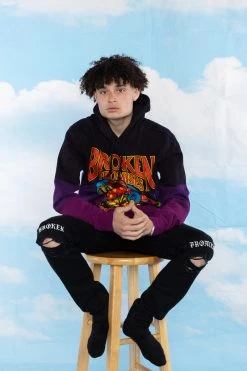 BROKEN PROMISES Memories Faded Dip Dye Purple Hoodie - BPxYH Hoodies