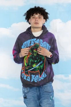 BROKEN PROMISES Hoodies Grave Goblin Hoodie Purple Tie Dye