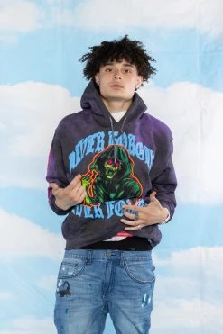 BROKEN PROMISES Hoodies Grave Goblin Hoodie Purple Tie Dye