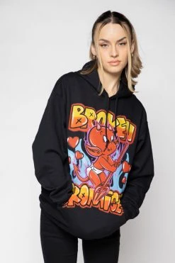 BROKEN PROMISES Airbrush Hoodie Black - BP X Hot Stuff Hoodies