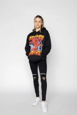BROKEN PROMISES Airbrush Hoodie Black - BP X Hot Stuff Hoodies