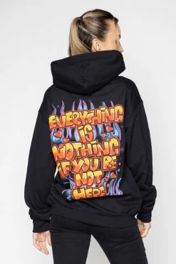 BROKEN PROMISES Airbrush Hoodie Black - BP X Hot Stuff Hoodies