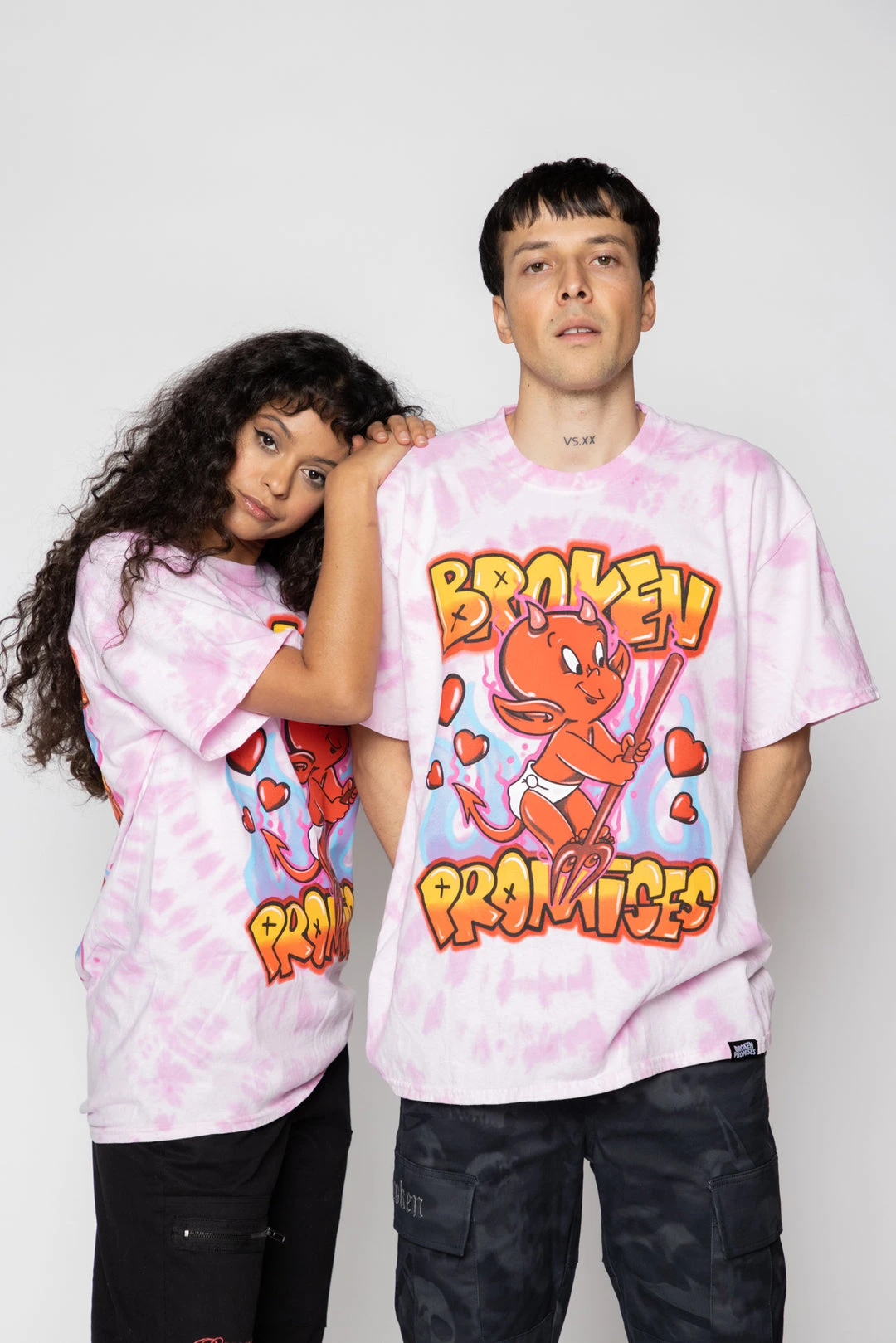 BROKEN PROMISES Airbrush Tie Dye Tee Pink - BP X Hot Stuff