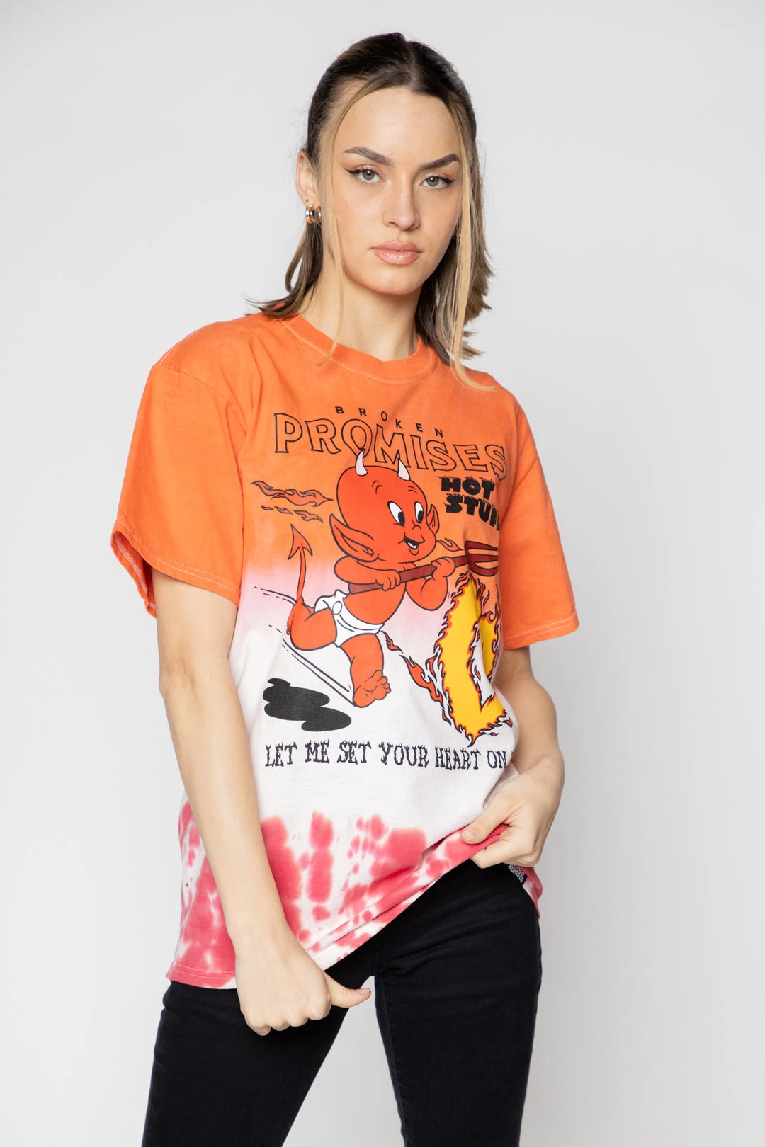 BROKEN PROMISES Shirts Chasing Fire Tie Dye SST Orange - BP X Hot Stuff