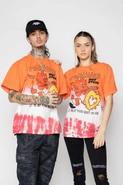 BROKEN PROMISES Shirts Chasing Fire Tie Dye SST Orange - BP X Hot Stuff