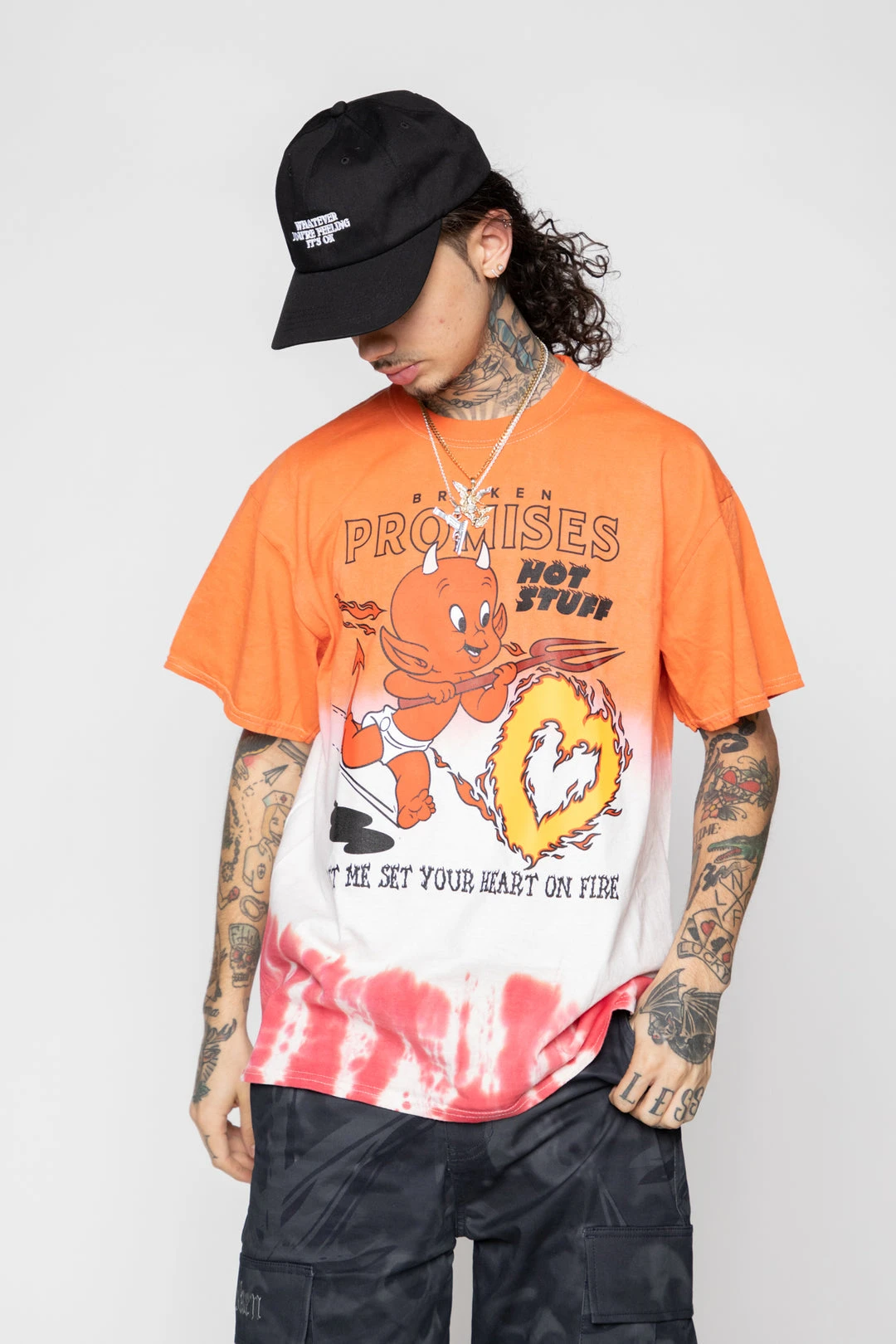 BROKEN PROMISES Shirts Chasing Fire Tie Dye SST Orange - BP X Hot Stuff