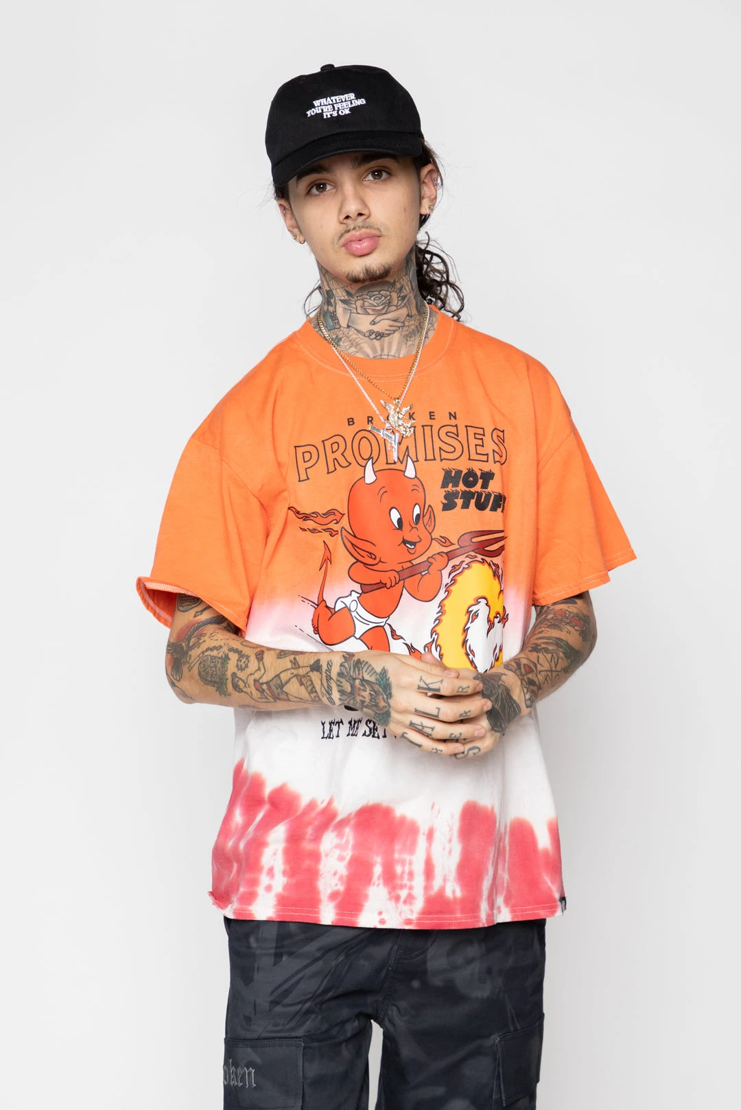 BROKEN PROMISES Shirts Chasing Fire Tie Dye SST Orange - BP X Hot Stuff