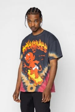 BROKEN PROMISES Hell On Wheels V-Dye Tee - BP X Hot Stuff Shirts