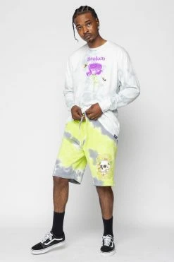 BROKEN PROMISES Beehive Shorts Tie Dye Green