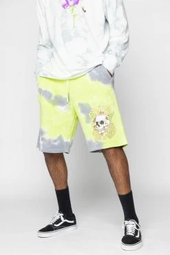 BROKEN PROMISES Beehive Shorts Tie Dye Green