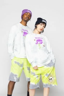 BROKEN PROMISES Beehive Shorts Tie Dye Green