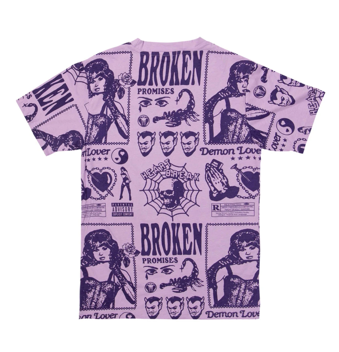 BROKEN PROMISES Demon Lover AOP Tee Purple Shirts