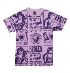 BROKEN PROMISES Demon Lover AOP Tee Purple Shirts