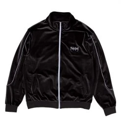 BROKEN PROMISES Sets Graveyard Velour Track Jacket - Charcoal