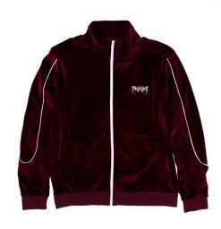 BROKEN PROMISES Sets Graveyard Velour Track Jacket - Maroon