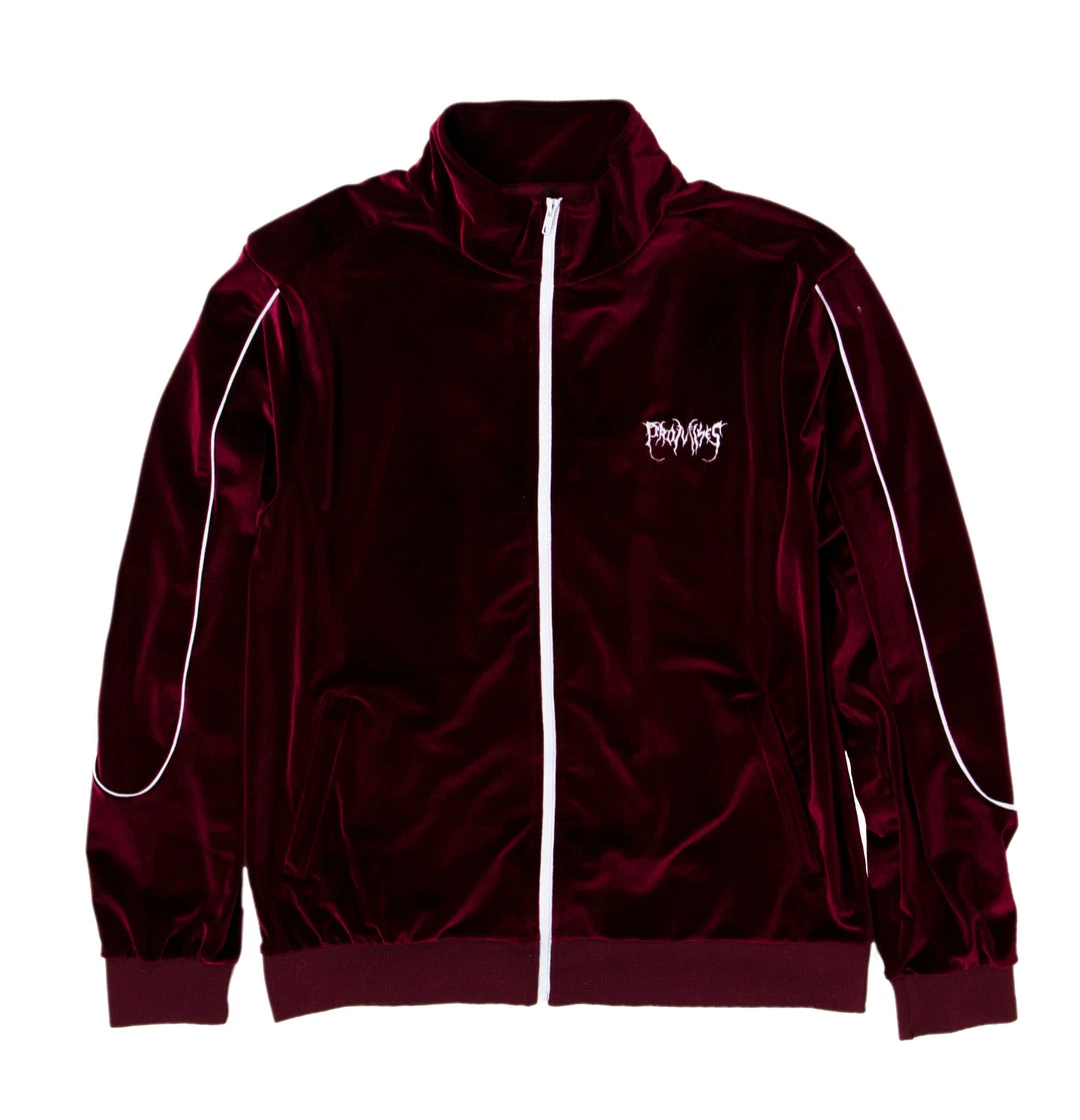 BROKEN PROMISES Sets Graveyard Velour Track Jacket - Maroon
