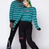 BROKEN PROMISES Shirts Destruction Stripe L/S Green