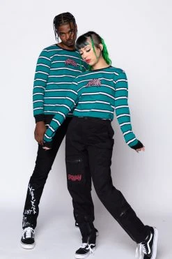 BROKEN PROMISES Shirts Destruction Stripe L/S Green