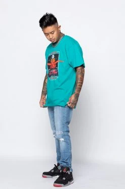 BROKEN PROMISES Micro Chip Tee Teal Shirts