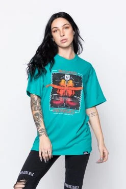 BROKEN PROMISES Micro Chip Tee Teal Shirts